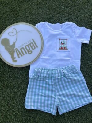 CONJUNTO PATITO CUADRO VICHY VERDE NIÑO