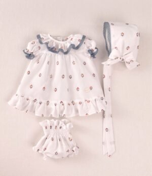 02-57003 VESTIDO BORDADO BEBE 3 PIEZAS COCOTE