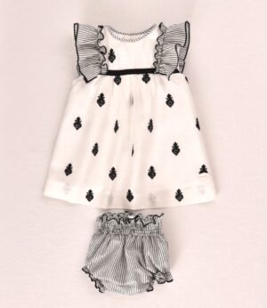 02-57027 VESTIDO BORDADO BEBE 2 PIEZAS