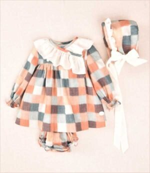 02-59006 VESTIDO CUADROS BEBE 3 PIEZAS